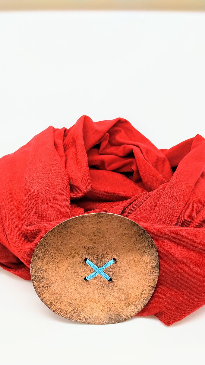 Collar-cinturón-turbante con botón de cobre+tela