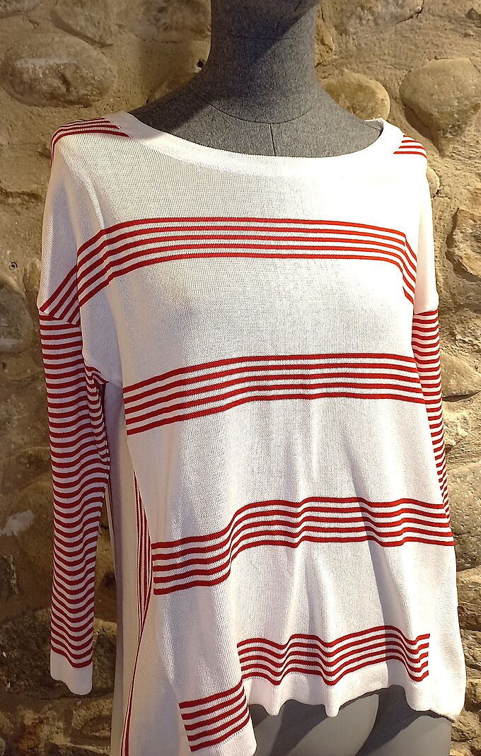 Sweater Byu white red stripes