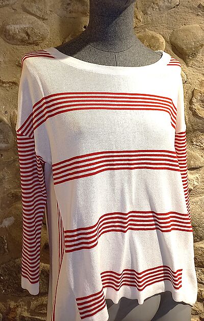 Sweater Byu white red stripes
