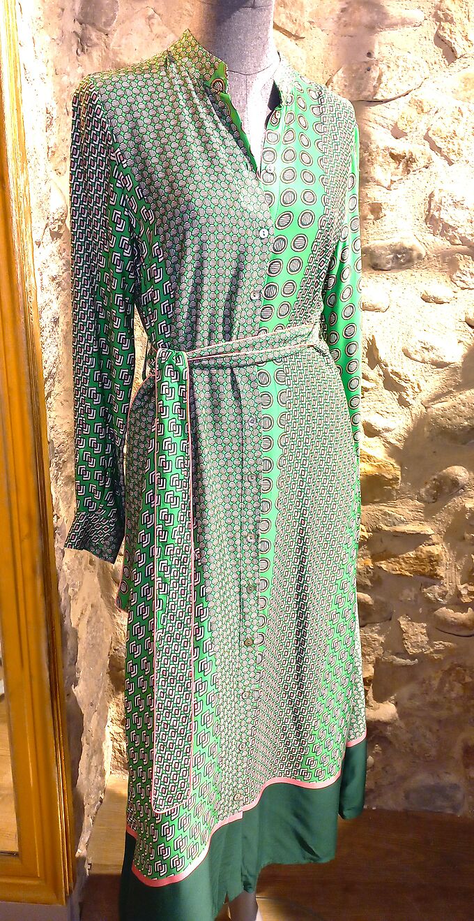 Vestido Goodmatch verde estampado con cinturón